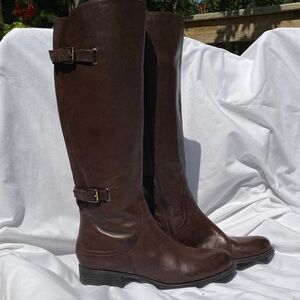 Naturalizer Dark Brown Leather Boots - women’s 7.5wide - worn once with box